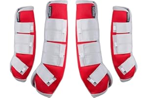Harrison Howard Horse Fly Boots Leg Guards Fly Boots Protection Set of 4 Ruby Large Full Size