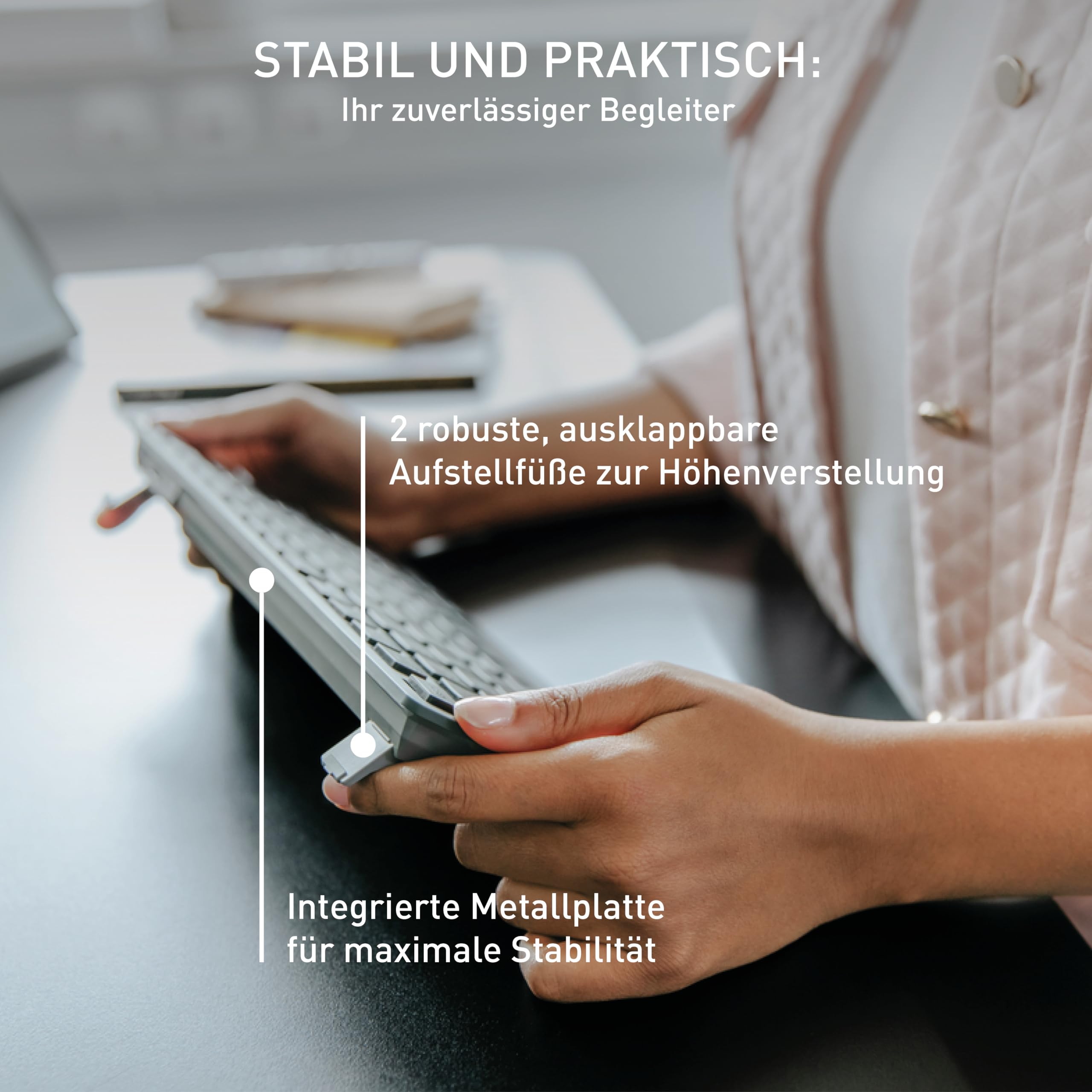 CHERRY KW 7100 MINI BT, Kompakte Multi-Device-Tastatur mit 3 Bluetooth-Kanälen, Deutsches Layout (QWERTZ), Flaches Design, inkl. Transporttasche, Agave Green 5