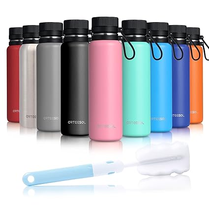 Arteesol Trinkflasche Edelstahl Wasserflasche 500/750/1000 ml Doppelwandige Vakuum BPA Frei Isolierte Flasche für Sport Fitne