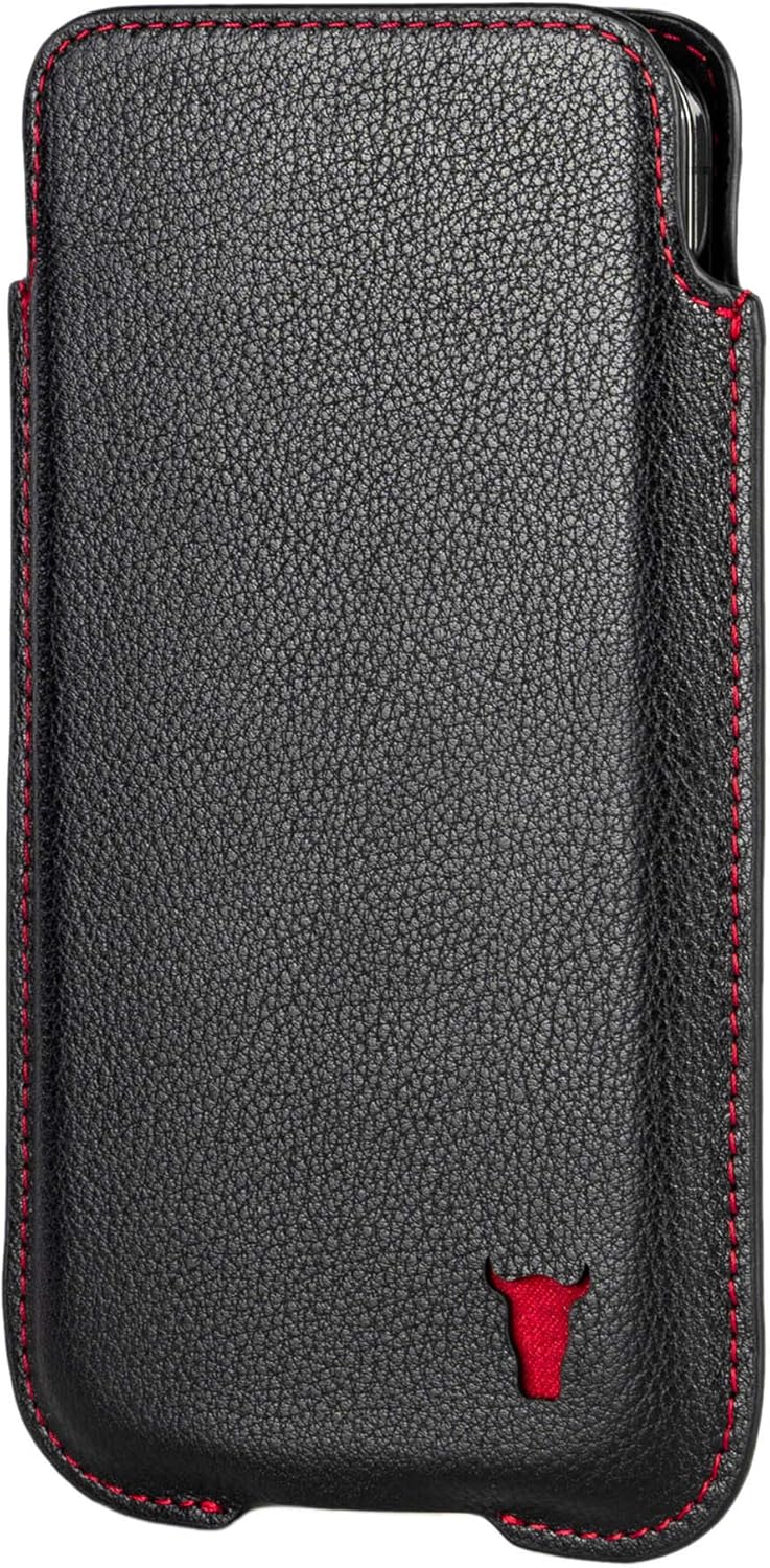 TORRO Sleeve Case Compatible with iPhone 12 Pro - Quality, Genuine Leather Pouch Cover [Slim Profile and Lightweight] (Black)