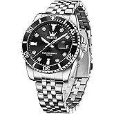 OLEVS Men's Stainless Steel Watches, Big Face Easy Read Analog Quartz Men Dress Watch with Calendar Date, Fashion Casual Waterproof Luminous Wrist Watches for Men