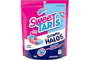 SweeTARTS Halos, Candy, Blue Punch and Strawberries and Cream, Tart and Chewy, Soft and Fluffy, 11 oz