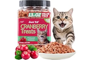 Just Try 13.4 OZ Urinary Tract Health Cat Treats for Indoor Cats, Health Supplement Cranberry & D-Mannose for Kidney Bladder and UT Support, Crunchy Chews Cat Loves