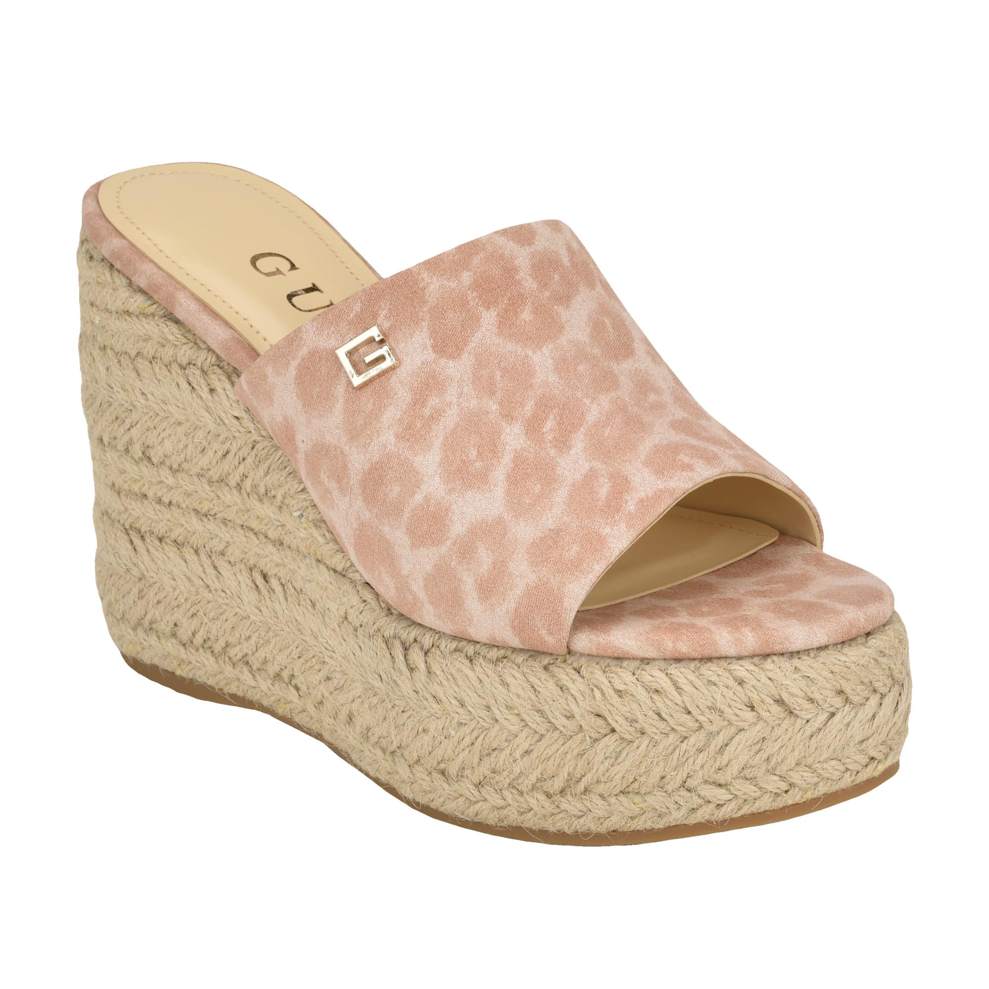 GUESS Women’s EVBA Wedge Sandal, Nude 110, 5.5