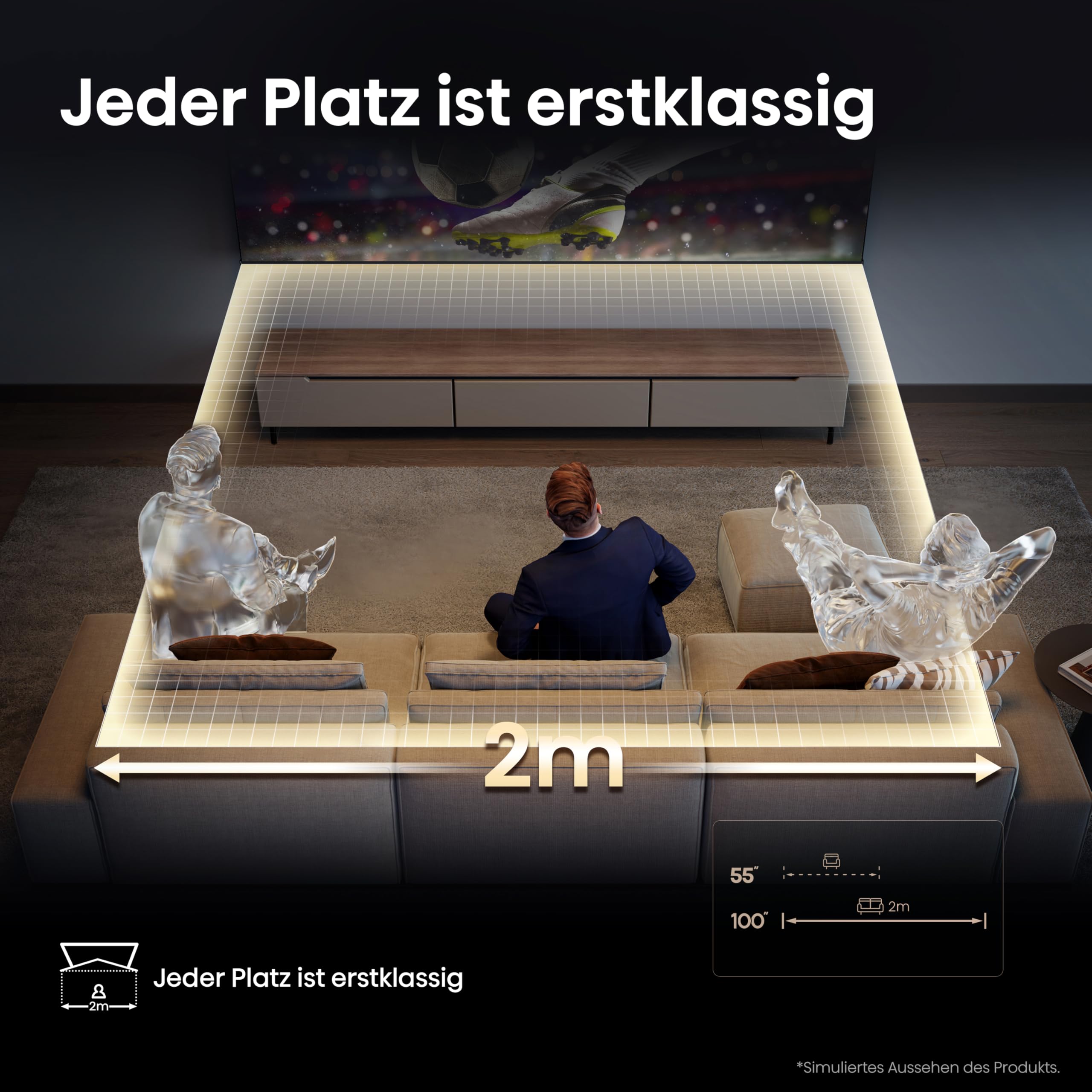 Hisense 100E7NQ 254 cm (100 Zoll) Fernseher, 4K UHD, QLED, HDR10, HDR10+ decoding, HLG, Dolby Vision Atmos, 144Hz VRR, Smooth Motion, Bluetooth, Alexa Built-in, VIDAA Voice, Schwarz [2025]