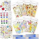 Vileafy Paint with Water Books for Kids Painting Party Favors – 8 Pack Mess-Free Watercolor Activity Set with 24 Brushes, Creative Coloring Books for Classroom Rewards & Travel Art Toys for Ages 4-8