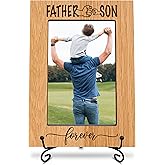 Nuckxy classic wood frame with black metal stand - father & son forever - wooden frame for 4"x 6" vertical picture, gift for dad, rustic photo frame, father's day gift and decorations (A02)
