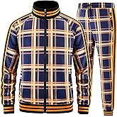 Aeeleire Track Suits for Men Set Plaid Tracksuit Mens Sweatsuits 2 Piece Sport Jogger Sweat Suits Clothes Jogging Outfits