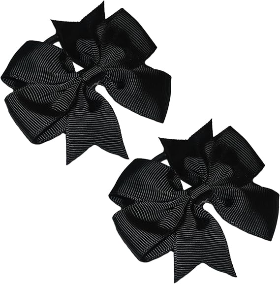 2 X Flat Fan Bow Hair Bobbles Hair Elastic School Hair