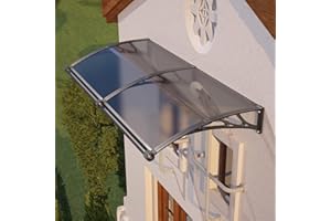 DAWNINGHOMM Awning for Door Entrance with Drainage, 32x80 Inch Awnings for Doors Exterior, Polycarbonate Cover with Plastic Steel Bracket, UV Rain Snow Protection Window Awnings Exterior for House, Porch, Patio