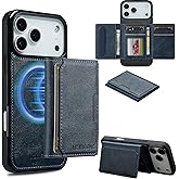 Hongxinyu Wallet Case for iPhone 17 Pro Max, Compatible with MagSafe for Men Women, Detachable Magnetic Wallet Phone Case with Card Slot Holder RFID Blocking for iPhone 17 Pro Max (6.9 inch), Blue