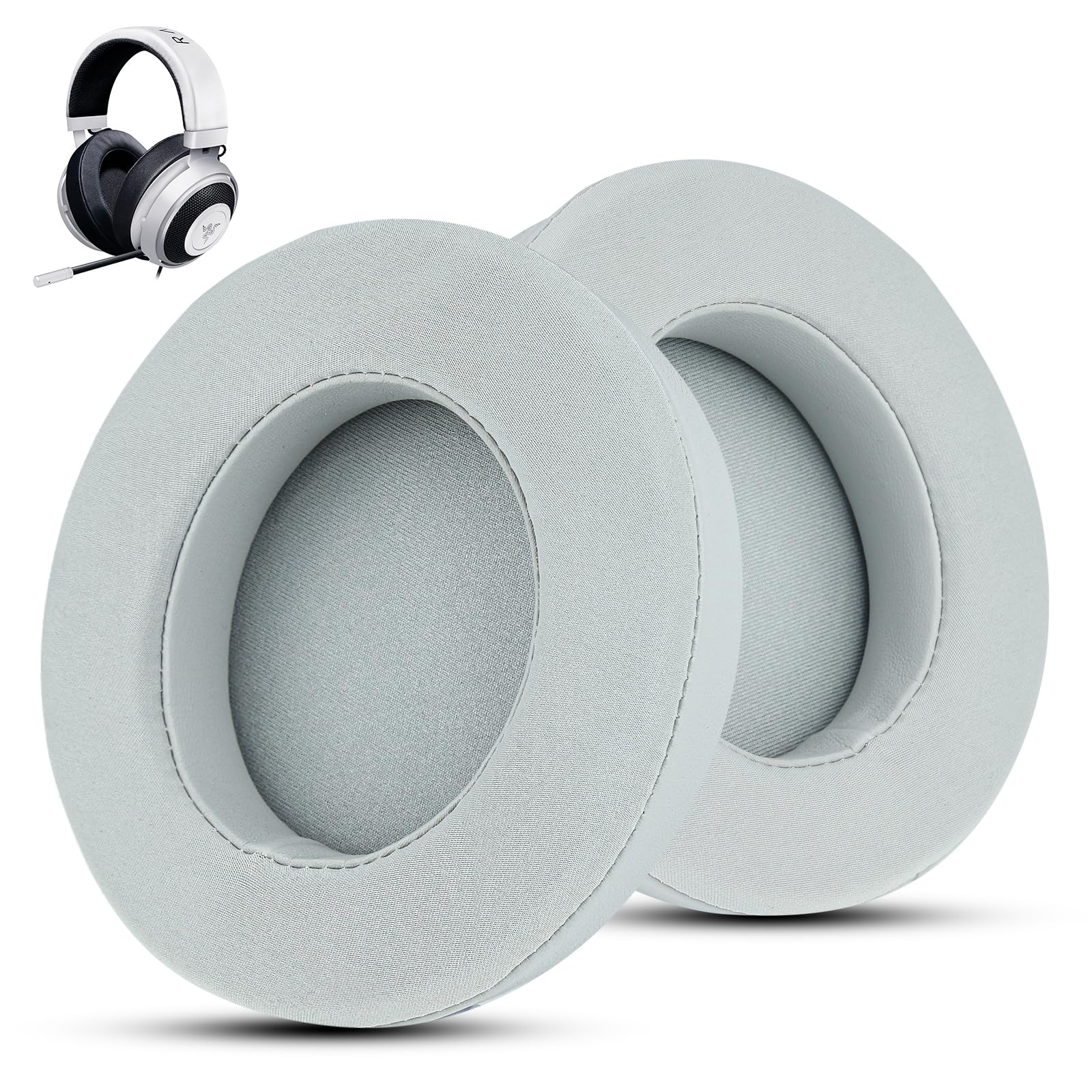 Wzsipod Premium Gel-Infused Ear Pads for Razer Kraken V2 Pro, Ultra-Comfortable, Durable, Noise-Isolating Replacement Ear Cushions, Cooling Technology for Extended Gaming Sessions (Gray)