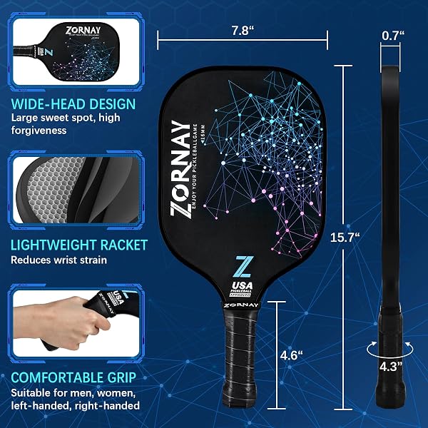 BEGINNER PICKLEBALL PADDLES SET OF 2 WITH BALL AND BAG, USAPA APPROVED LIGHTWEIGHT PICKLEBALL PADDLES, FIBERGLASS PICKLE BALL RACKETS FOR BEGINNERS, MEN, WOMEN, COUPLE, FAMILY