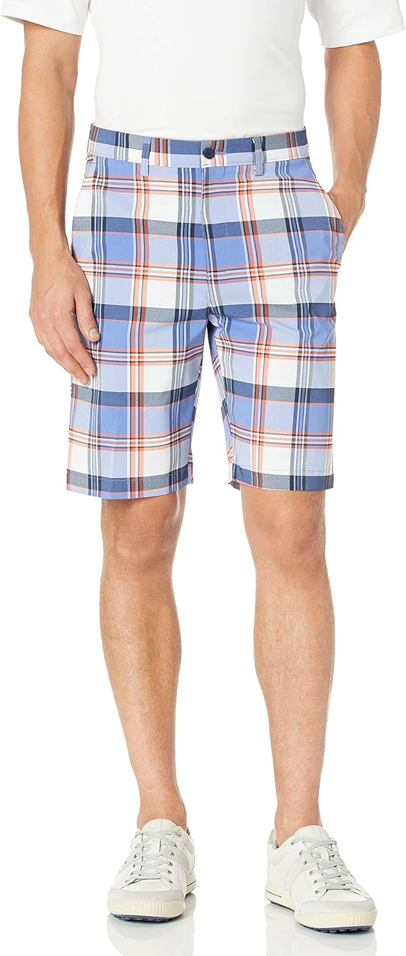 Amazon.com: Jack Nicklaus Men's Flat Front Plaid Golf Short with Active Waistband, Baja Blue, 40 