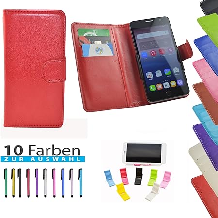 5 in 1 set ikracase Slide Hülle für Timmy M12 Tasche Case Cover Schutzhülle Smartphone Etui in Rot 5.5'