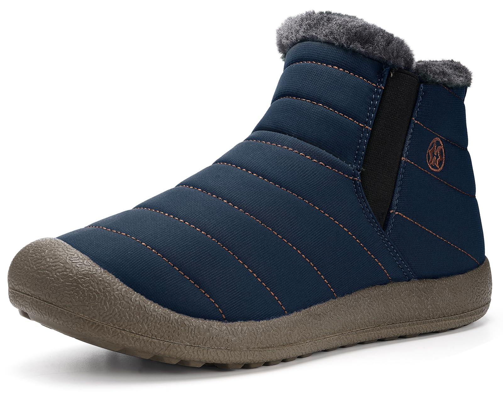 Photo 1 of Eagsouni Women Snow Boots Mens Warm Ankle Booties Waterproof Slip On Outdoor Fur Lined Lining Winter Shoes Blue 9.5 Women/8.5 Men