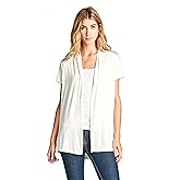 Women Short Sleeve Extra Soft Viscose Made from Bamboo Casual Open Front Flowy Lightweight Cardigan
