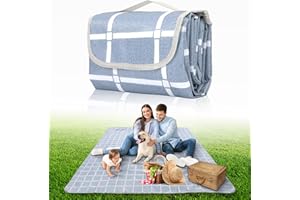 MATEKXY Picnic Blanket Waterproof Foldable and Portable Family Large 80"x 80" Outdoor Beach Blanket, Washable Lightweight Handy Camping Mat for Travel, Hiking, Lawn (Blue)