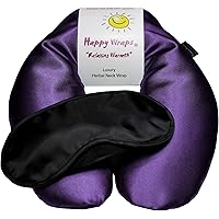 Happy Wraps Microwavable Herbal Neck Wrap - Hot Cold Aromatherapy Neck Warming Pillow - Heating Pad for Migraines…