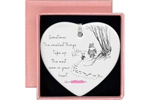ZVMIS Winie Sign Gift The Pooh Present Gifts for Teacher Friend Mom Dad Anut Uncle Grandparents Godparents-Sometimes The Smallest Things-Ceramic Heart Ornament Keepsake Sign Plaque Decor Gift