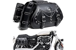 NUBELETY Motorcycle Saddlebags, 30L Leather Waterproof Side Saddle Bags with Cup Holder, Universal Powersports Saddlebags for Harley Davidson Sportster Dyna Softail Honda Shadow Rebel Yamaha Kawasaki Vulcan