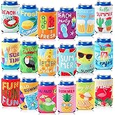 SEPGLITTER 18 Pack Funny Can Cooler Sleeves Beer Drink Can Bottle Cooler Sleeves Cooler Collapsible for Summer Holiday Beach Themed Party Decorations Supplies Favors
