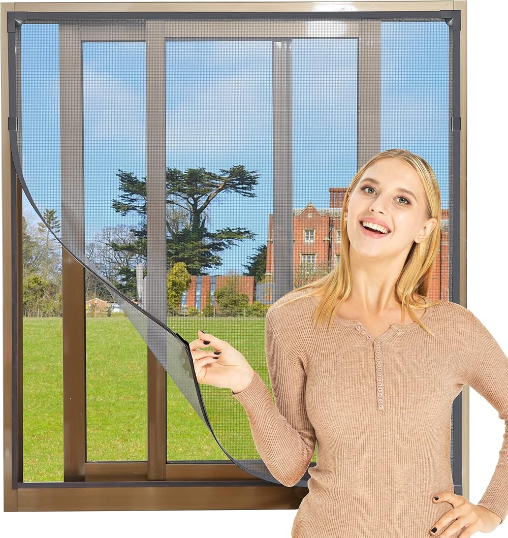 NeatiEase Adjustable DIY Magnetic Fly Screen Window 100x130 cm Grey