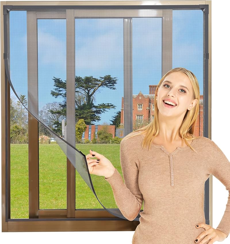 NeatiEase Adjustable DIY Magnetic Fly Screen Window 100x130 cm Grey