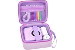 PAIYULE Kids Instant Print Camera Case for ESOXOFFORE for Dylanto | for GREENKINDER,for Gofuly,for DUDUDRAGON,for Zostuic Digital Video Prints Camera,Hard Shell,Mesh Pocket,Strap(Purple)