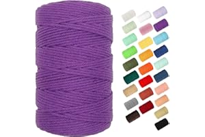 BYWORLD 3mm Cotton Rope, 220 Yards(200m) Twine String, 100% Natural Cotton Macrame Rope for Plant Hangers, Wall Hanging, Christmas or Wedding Decorative (Deep Purple)