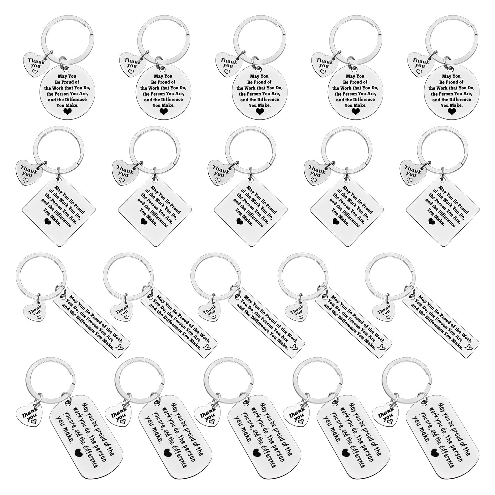 Ximalun 20 Pcs Thank You Gifts Appreciation Keyring Make a Difference Keyring Thank You Gifts for Employee Colleagues Staff Appreciation Gifts for Nurse Teacher Coach Social Worker Bus Driver