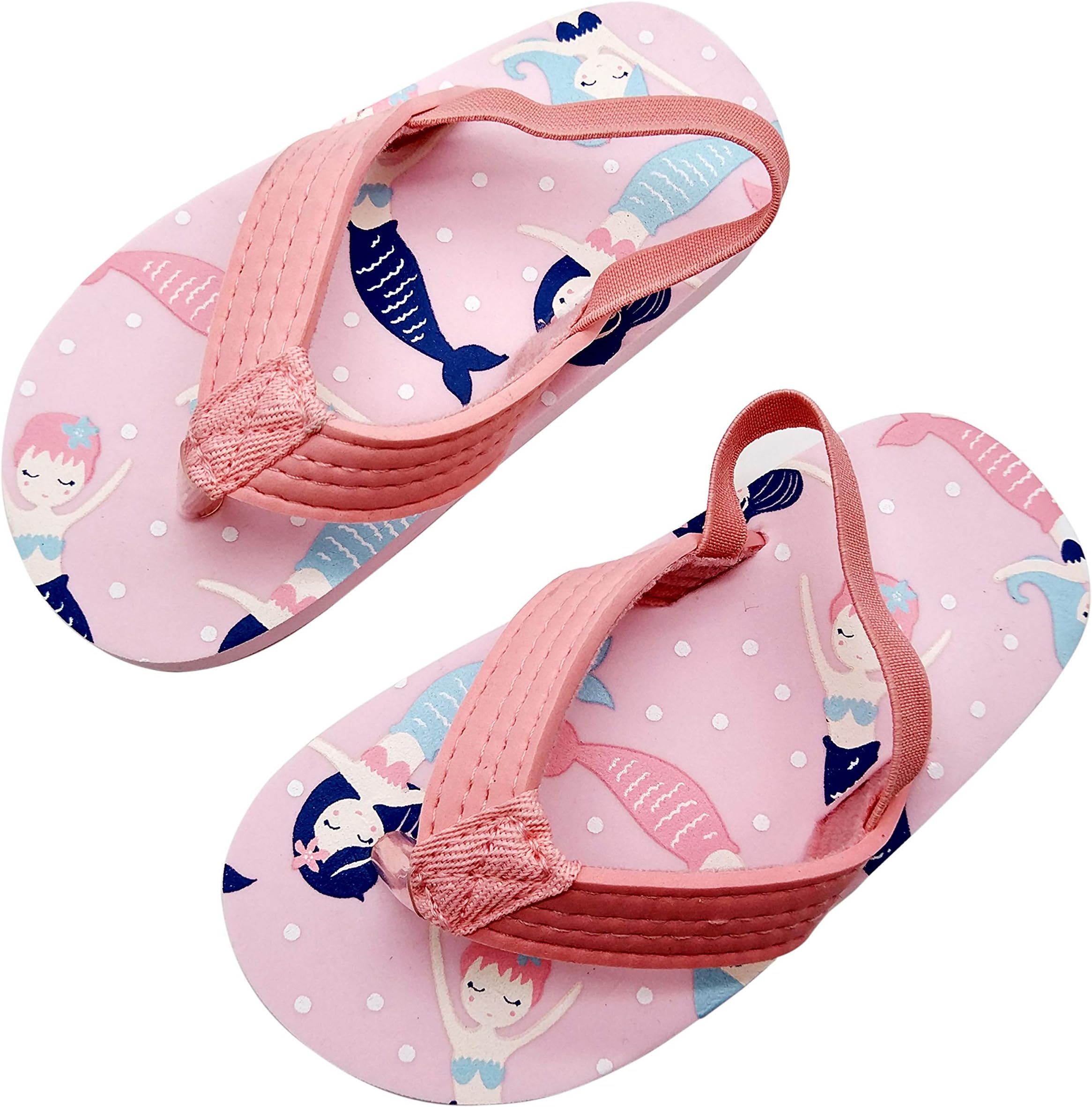 Coralup Little Kids Beach Slippers Elastic Backstrap Flip Flops Lightweight EVA (Multicolor,UK 6.5 Child to 13 Child)