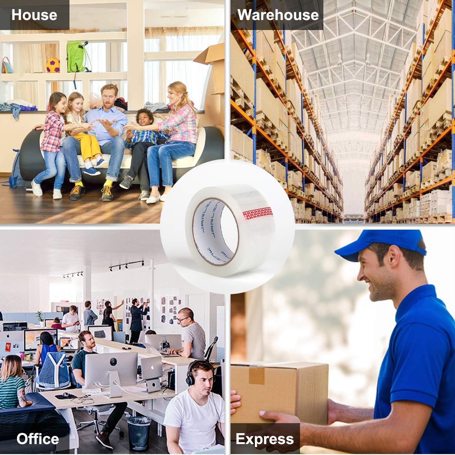 JARLINK Clear Packing Tape (12 Rolls), Heavy Duty Packaging Tape for Shipping Packaging Moving Sealing, 2.7mil Thick, 1.88 inches Wide, 60 Yards Per Roll, 720 Total Yards : Office Products