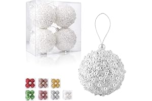 ZHANYIGY 4.25" Christmas Ball Ornaments 4pc Set White Shatterproof Christmas Decorations Tree Balls for Xmas Trees Wedding Party Holiday Decorations Tabletop Small Trees Decoration (White)
