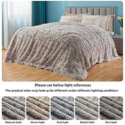 GONAAP Fuzzy Faux Fur Throw Blanket Frosty Grey