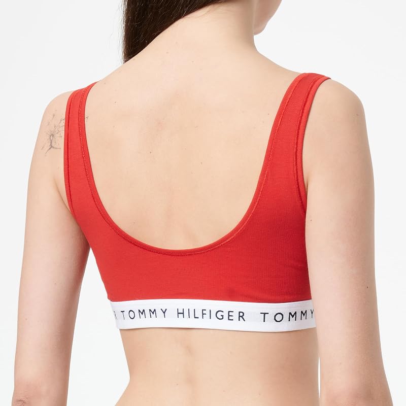Sujetador Bralette Mujer Unlined con Logotipo en la Cintura, Rojo (Primary Red), XS
