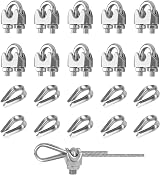 YEYIT 20 Pcs M4 Wire Rope Clamp with Thimbles Stainless Steel 4mm view 1