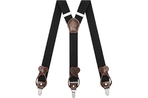 Kohentact Suspenders for Men with Clip & 6 Buttons 1.4in Y-Shape Stainless Steel