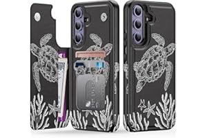 Goodon for Samsung Galaxy S25 Plus Case Wallet - Flip Folio Leather Cover with Trendy Floral Design, 3 Card Slots & Kickstand Function, Protective Phone Case for Women and Girls - Cute Sea Turtle