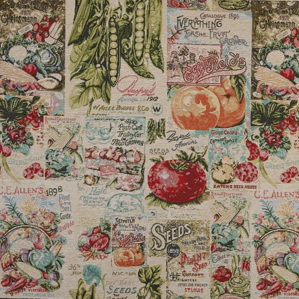 Kt KILOtela - Upholstery Fabric, Jacquard Gobelin, Upholstery, Cushions, Headboards, Accent Pillows, Handbags, Tote Bags, 100 cm Length x 280 cm Width, Fruits, Vegetables, Multicolor ─ 1 metre — image 1