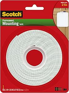 Scotch Brand 112L Permanent Mounting Tape, 1 in x 125 in, White
