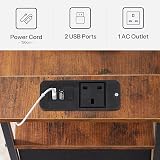 HOOBRO Narrow Bedside Table with Charging Station Set of 2 Rustic Brown Black view 7