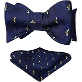 HISDERN Bow Ties for Men Self Tie Animal Bowties Pocket Square Woven Silk Fun Bowtie Handkerchief Set for Wedding Party