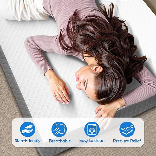 TRIFOLD MATTRESS, TWIN SIZE, 3 INCH, TRI-FOLDING FLOOR BED WASHABLE, PORTABLE FOLDABLE MATTRESS WHOLE SPONGE, CAMPING, FOLD UP GUEST BED, RV TRAVEL, SLEEPOVERS, 75″×38″