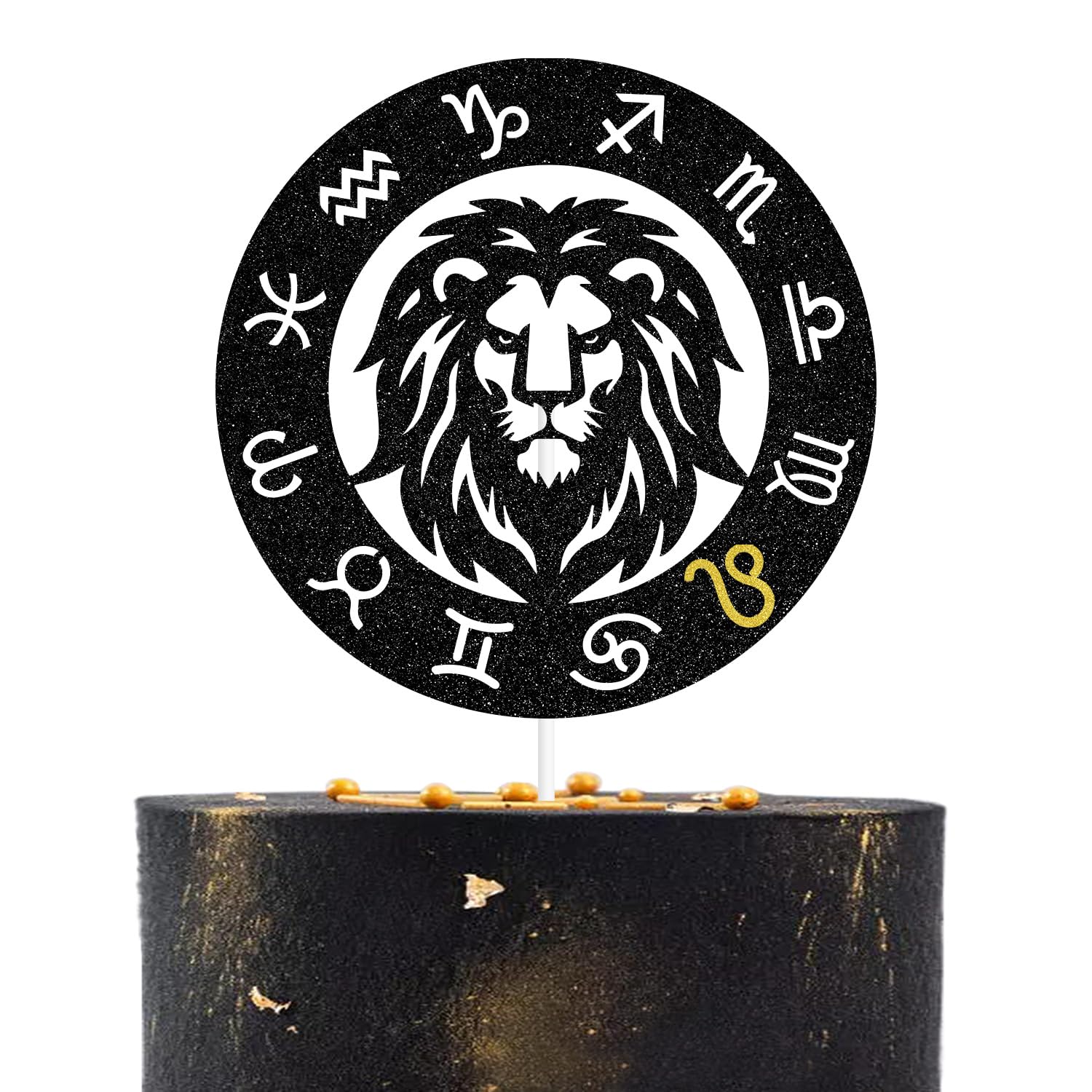 Photo 1 of Dejupgar Leo Birthday Cake Topper, Big Leo Energy/Leo Season, 12 Constellation Zodiac Birthday Party Decorations Black Glitter