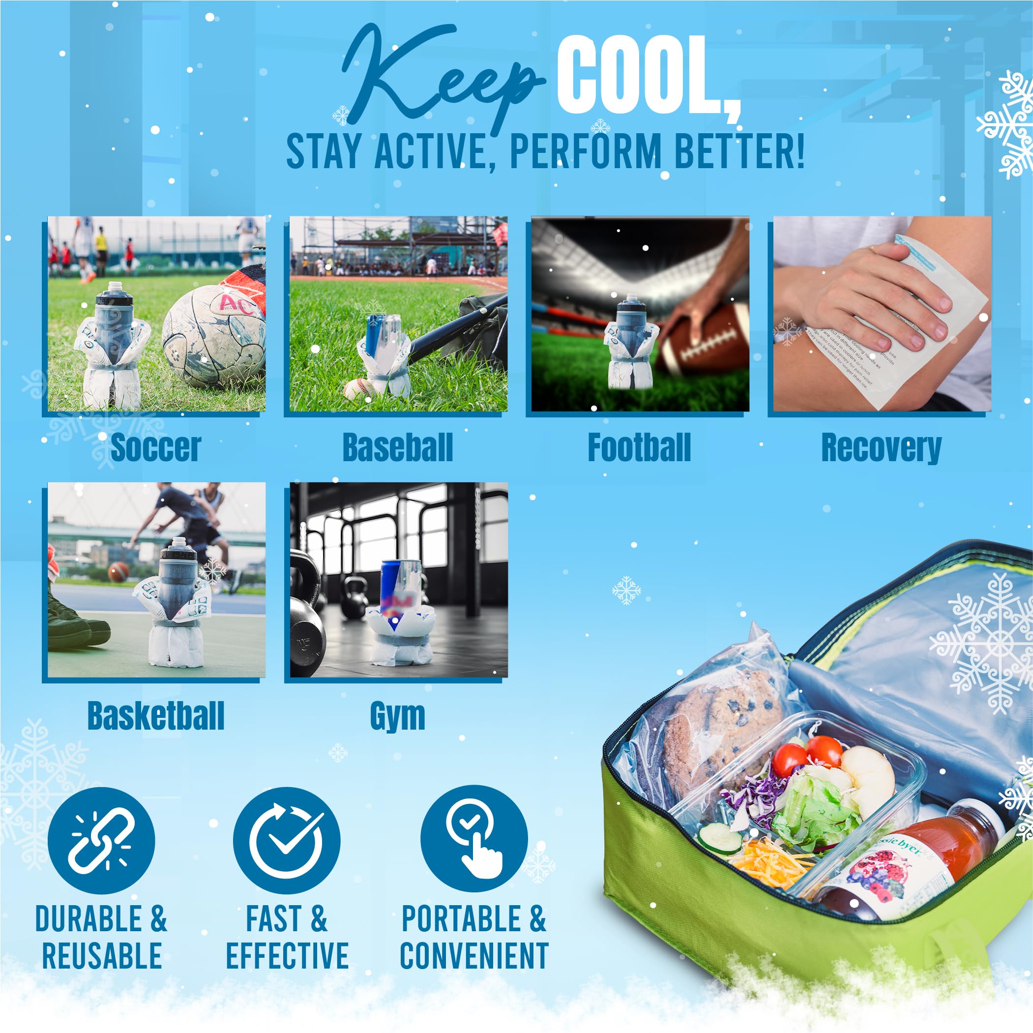 Shipping Cold Packs Dry Ice for Shipping Frozen Food, Flexible Cold Ice Pack Sheets for Coolers, Long Lasting Freezer Ice Packs 14'' X 13'' 144Cells