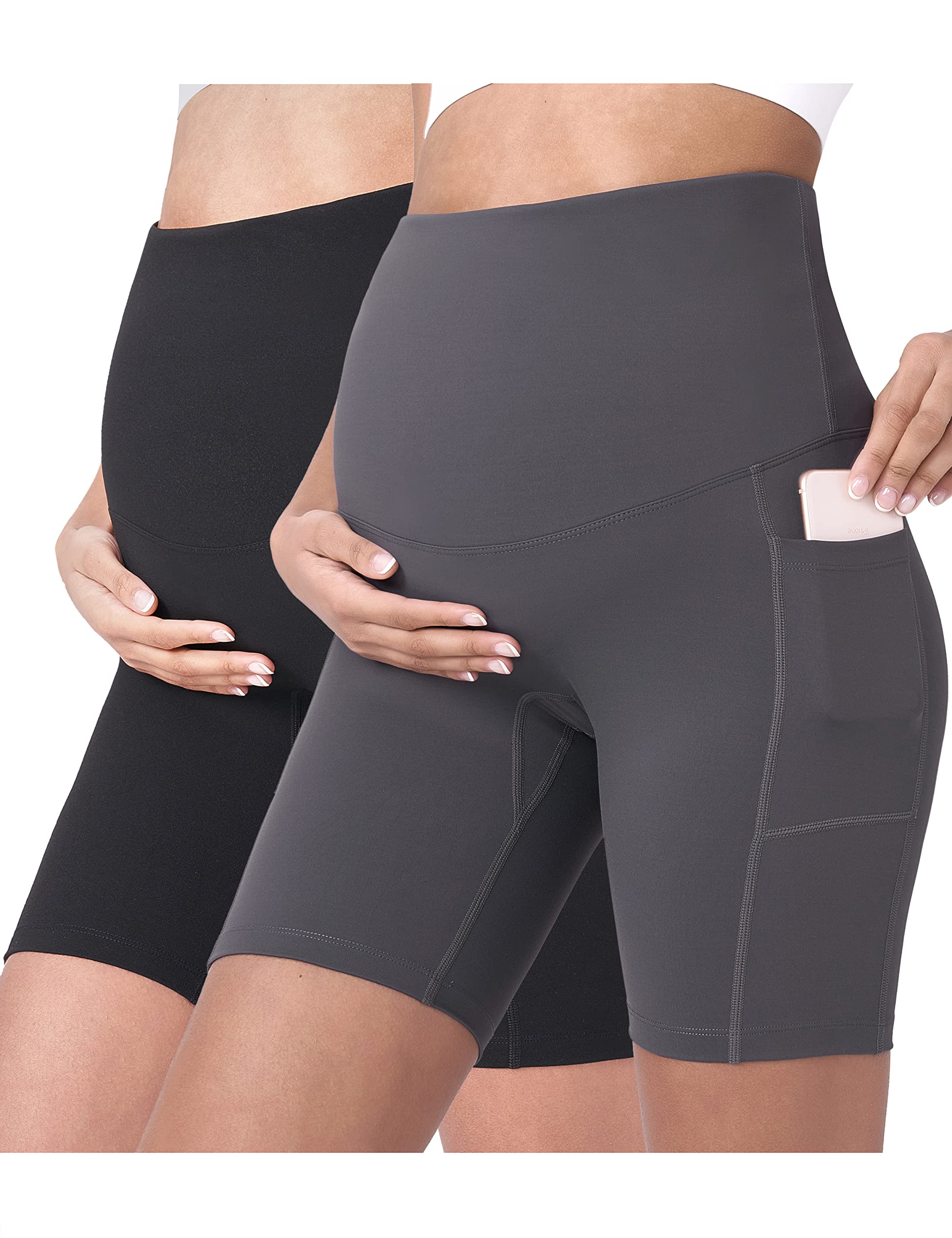 POSHDIVAH 2PCS Black Grey Women's Maternity Yoga
