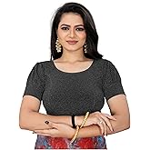 SEEANS Women’s Stretchable Poly-Saree Blouse – Round Neck, Half Sleeve Colors