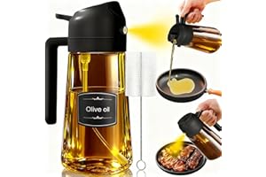 Antonki 470ml Olive Oil Spray Bottle, 2-in-1 Oil Dispenser and Sprayer Bottle, BPA-Free Kitchen Gadgets for Cooking, Frying, 