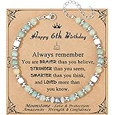 JoycuFF 𝗕𝗶𝗿𝘁𝗵𝗱𝗮𝘆 𝗚𝗶𝗳𝘁𝘀 𝗳𝗼𝗿 𝗪𝗼𝗺𝗲𝗻 Amazonite Moonstone Bracelet, Happy Birthday Present Love Protection Strength Confidence Meaningful Bracelets for Women